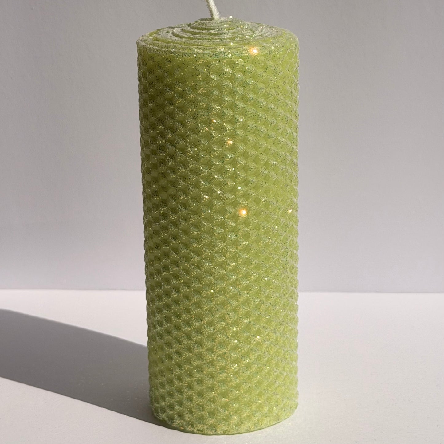 Our lime classic glitter bursts with a zesty, bright green glow, wrapped in opalescent glitter and a golden undertone-infusing your space with a playful, sparkling energy perfect for a bright, uplifting atmosphere.