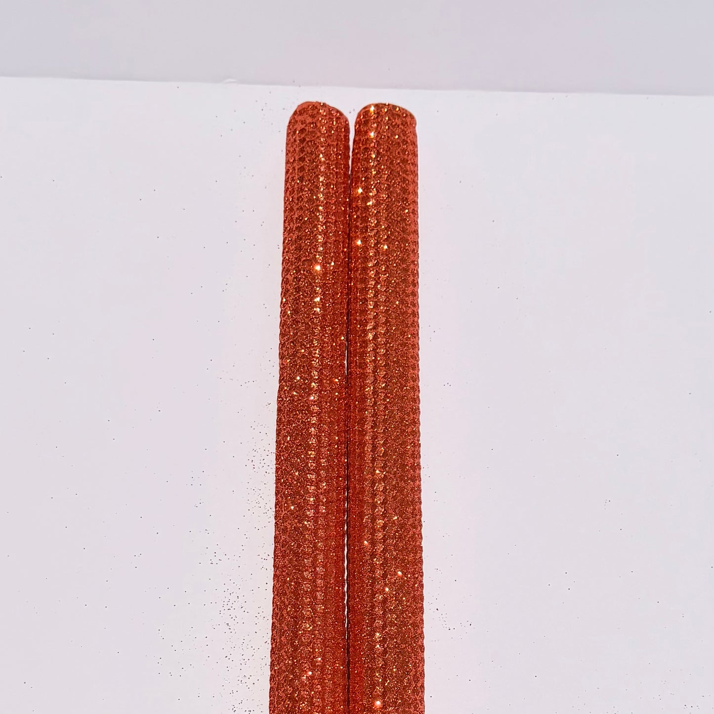 Our mandarin orange metallic glitter radiates a deep, warm citrus glow, fully enveloped in a bold metallic sparkle-infusing your space with a zesty, energetic shimmer that feels bright and invigorating.