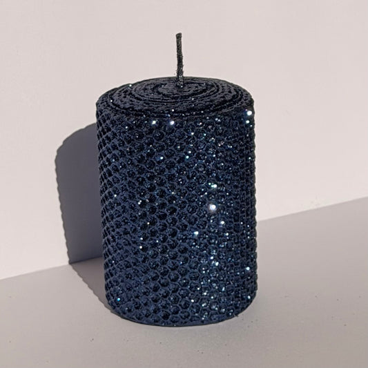 Our midnight blue metallic envelops a dark, celestial blue in a dense metallic sparkle-evoking the infinite mystery of a starry night sky.