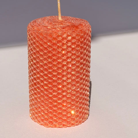 Our persimmon classic glitter radiates a vibrant, bright orange, wrapped in opalescent glitter with a golden undertone-infusing your space with a lively, autumnal sparkle that feels both bold and spirited.