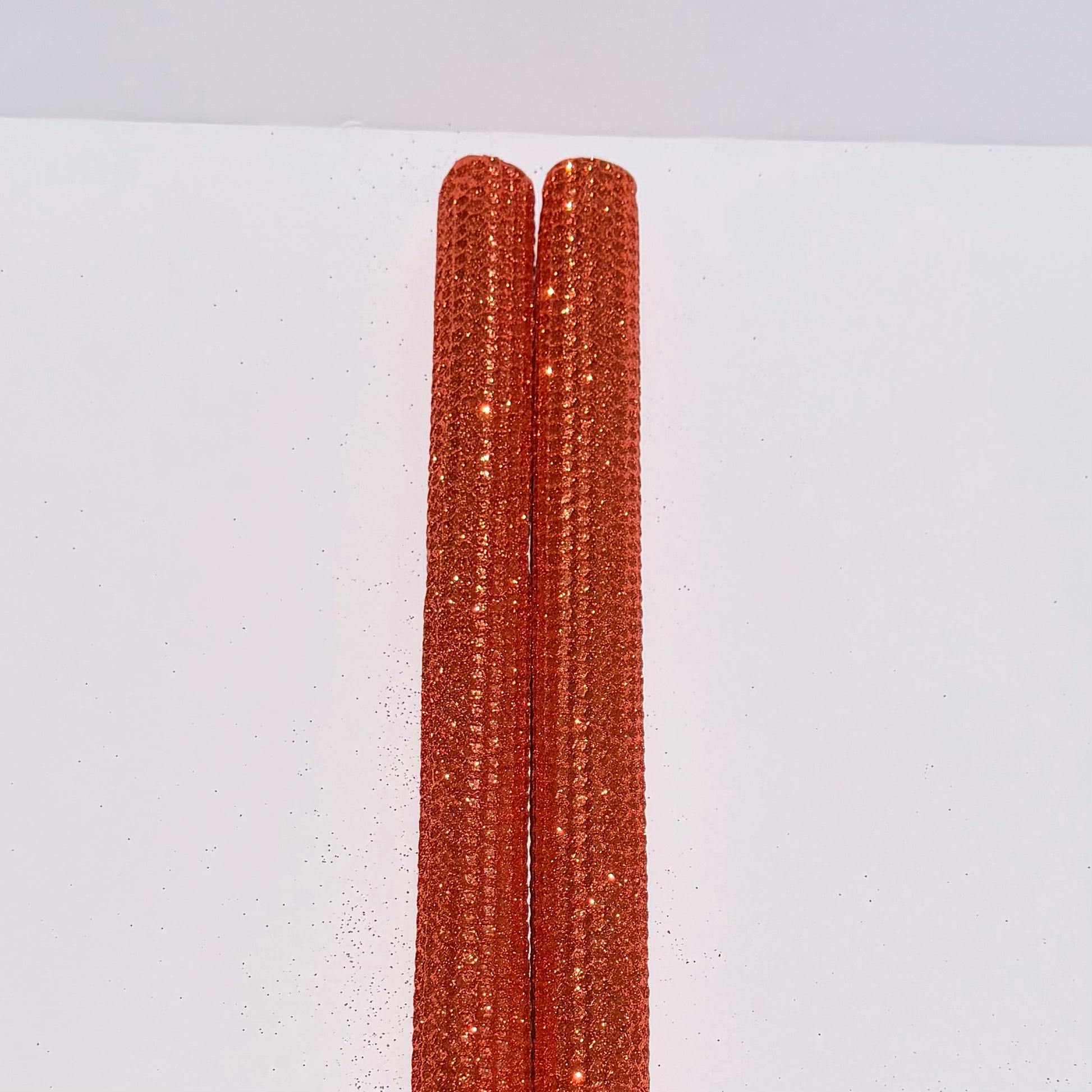 Our mandarin orange metallic glitter radiates a deep, warm citrus glow, fully enveloped in a bold metallic sparkle-infusing your space with a zesty, energetic shimmer that feels bright and invigorating.
