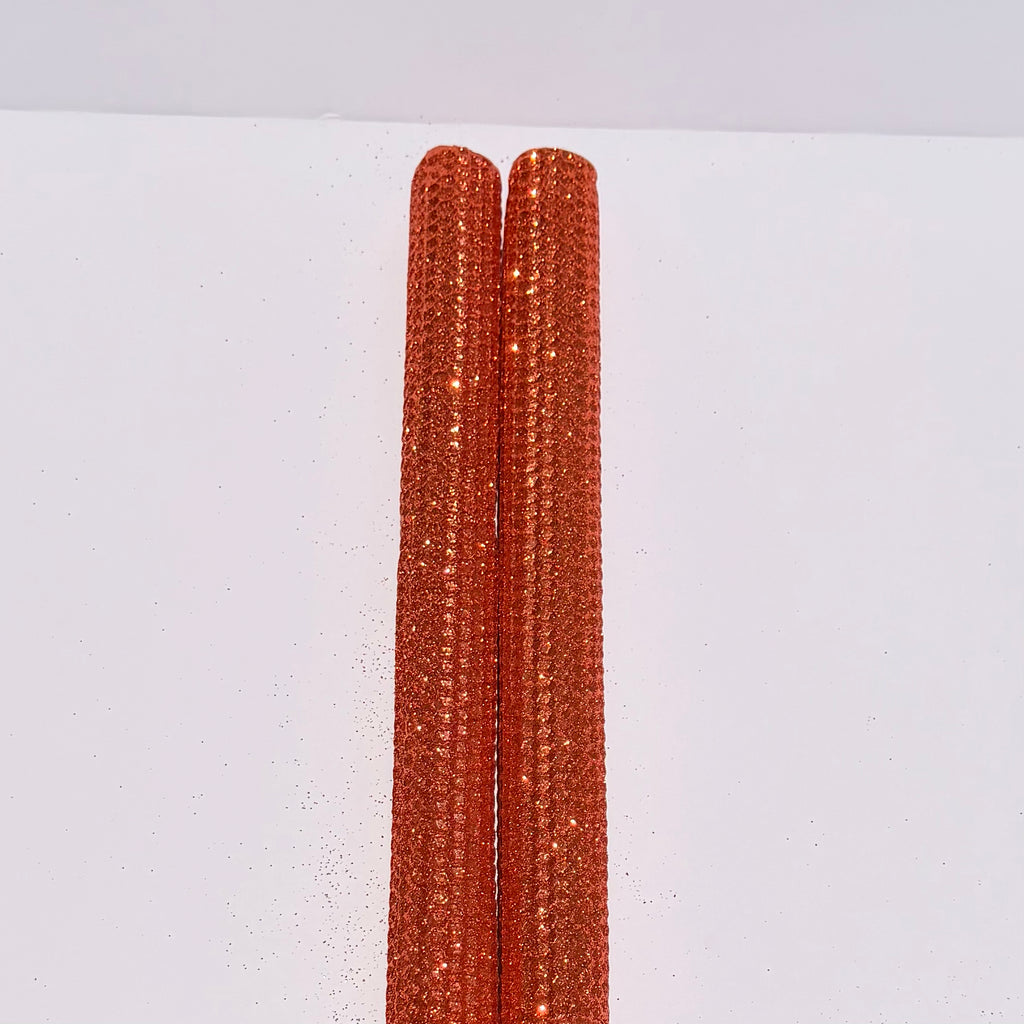 Our mandarin orange metallic glitter radiates a deep, warm citrus glow, fully enveloped in a bold metallic sparkle-infusing your space with a zesty, energetic shimmer that feels bright and invigorating.