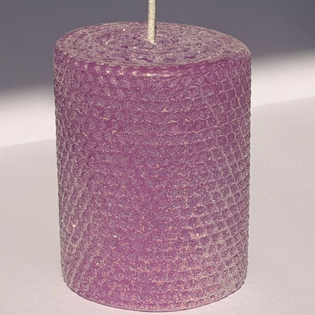 Our Lavender classic glitter is adorned with a shimmering opalescent finish and a gold undertone-its soft lavender hue glows with a delicate, enchanted sparkle, evoking a serene, magical elegance in any space.