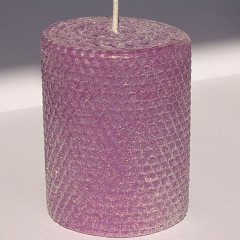 Our Lavender classic glitter is adorned with a shimmering opalescent finish and a gold undertone-its soft lavender hue glows with a delicate, enchanted sparkle, evoking a serene, magical elegance in any space.