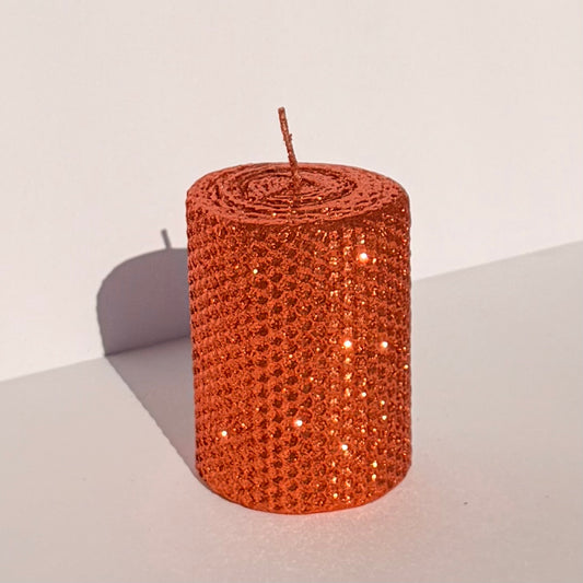 Our mandarin orange metallic glitter radiates a deep, warm citrus glow, fully enveloped in a bold metallic sparkle-infusing your space with a zesty, energetic shimmer that feels bright and invigorating.